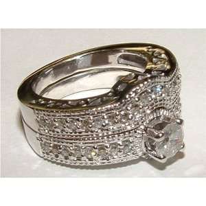   25 carats DIAMOND ring and wedding band set gold 