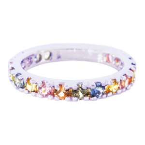   Three Quarter Gemstone Band Multi Sapphire, size6.5 diViene Jewelry